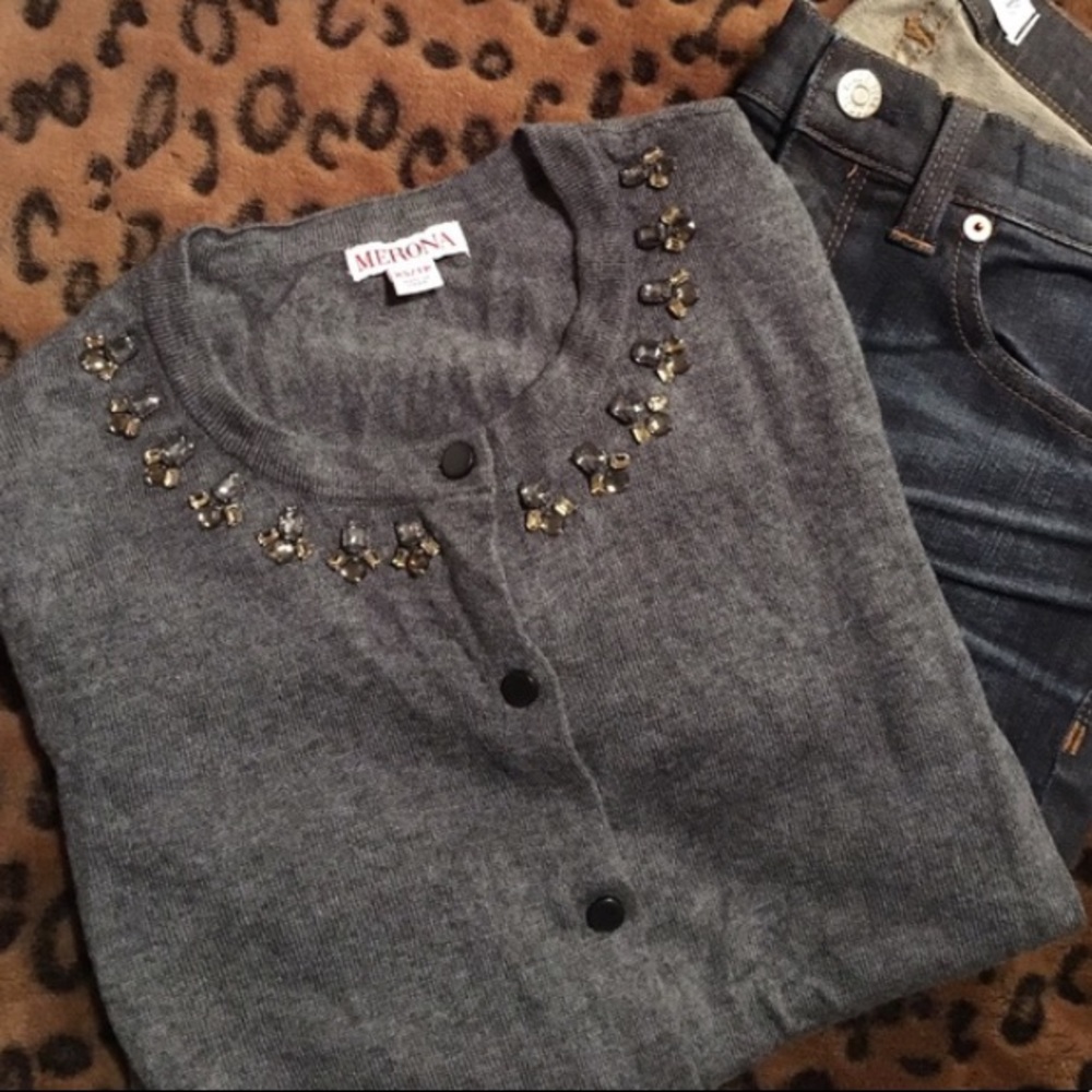 Merona Jeweled Grey Cardigan